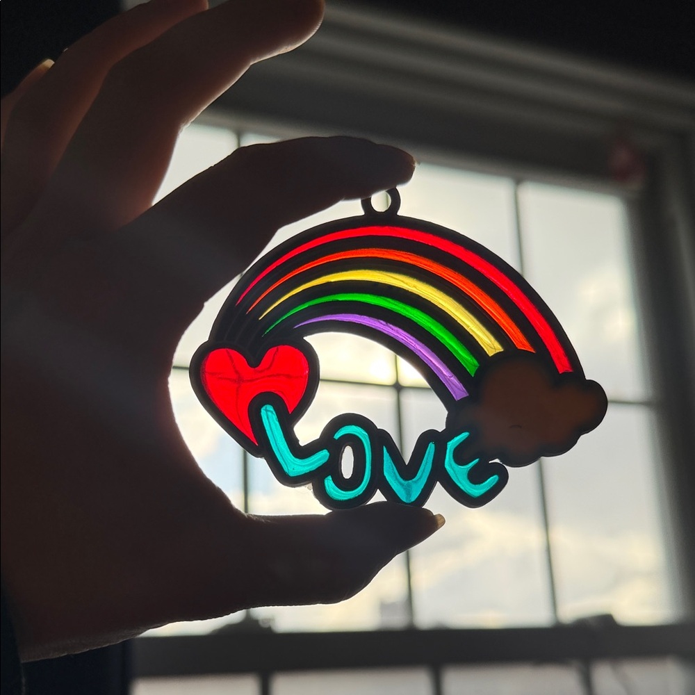 Vintage Rainbow Love Stained Glass Suncatcher